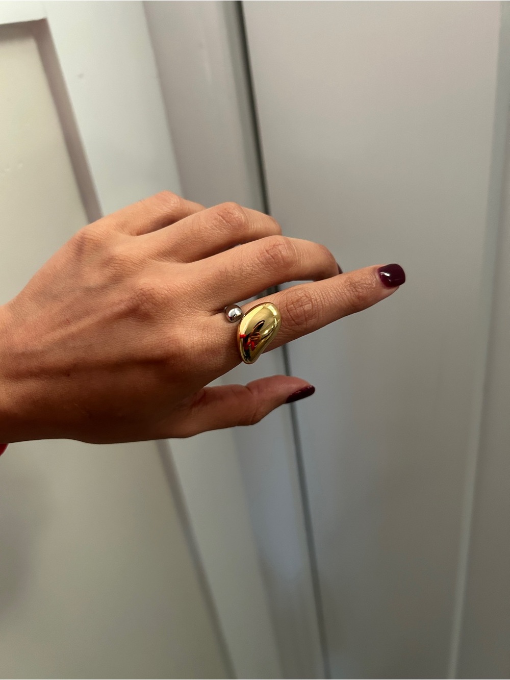 Gold and Silver Sculpted Dome Open Ring